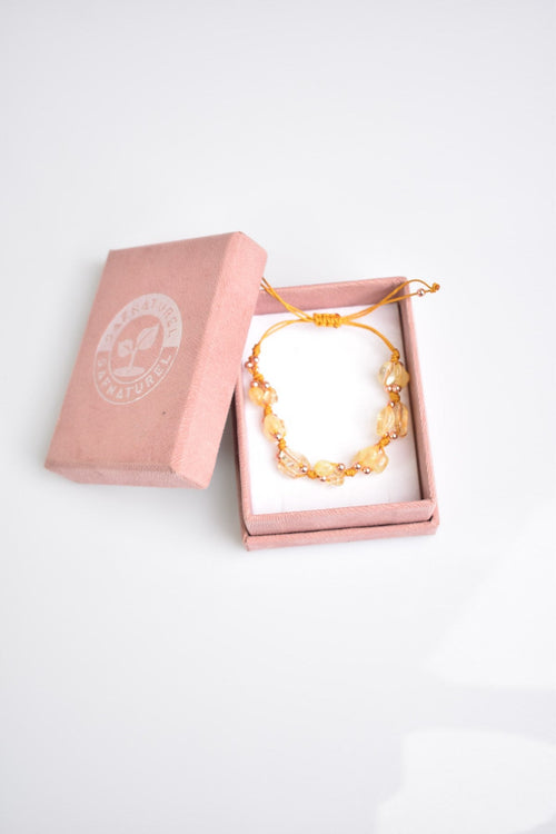 Transformed Citrine Natural Stone Triple Macrame Special Design Bracelet