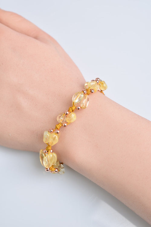 Transformed Citrine Natural Stone Triple Macrame Special Design Bracelet