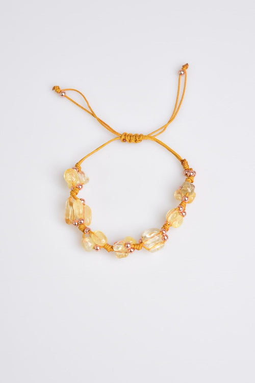 Transformed Citrine Natural Stone Triple Macrame Special Design Bracelet