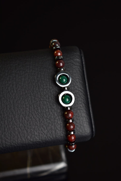 Dragon jasper - Malachite - Hematite Natural Stone Unisex Bracelet