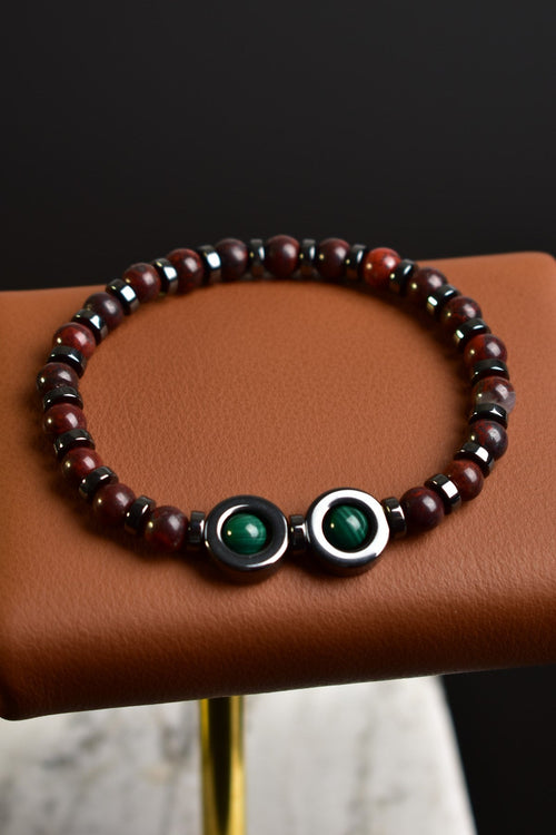 Dragon jasper - Malachite - Hematite Natural Stone Unisex Bracelet