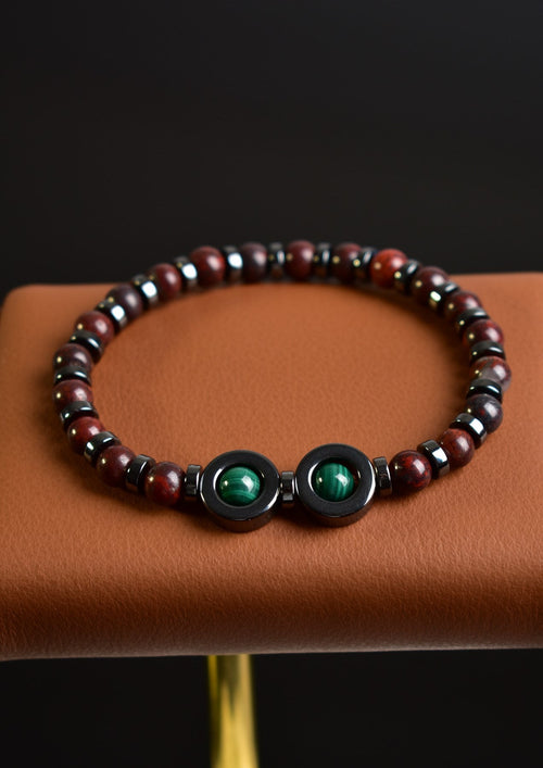 Dragon jasper - Malachite - Hematite Natural Stone Unisex Bracelet