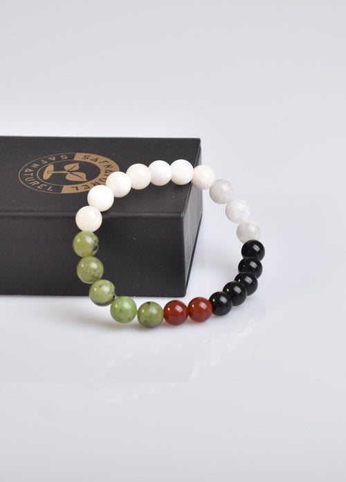 Palestinian Themed Natural Stone 8 mm Bracelet (Jade-Agate-Obsidian-Moonstone)