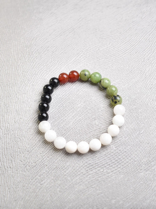 Palestinian Themed Natural Stone 8 mm Bracelet (Jade-Agate-Obsidian-Moonstone)