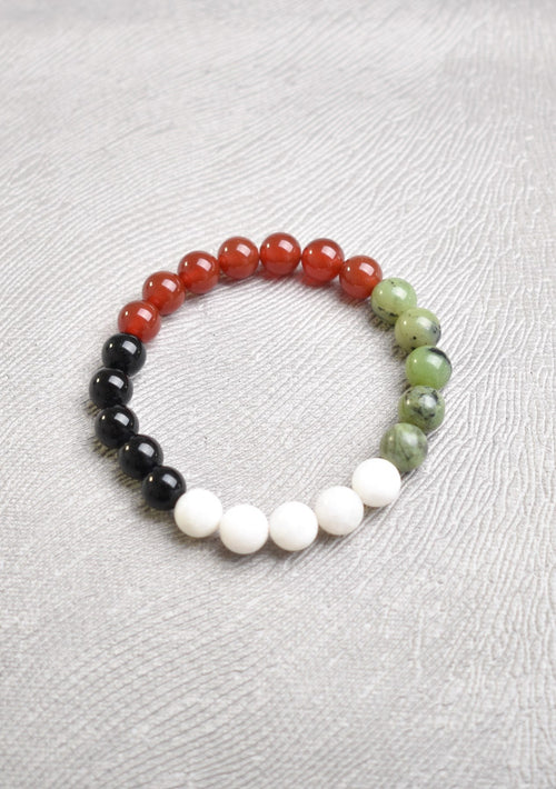 Palestinian Themed Natural Stone 8 mm Bracelet (Jade-Agate-Obsidian-Moonstone)