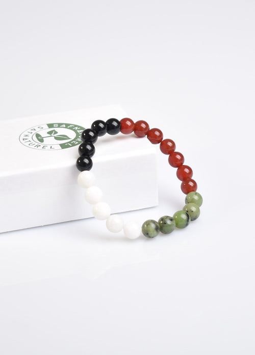 Palestinian Themed Natural Stone 8 mm Bracelet (Jade-Agate-Obsidian-Moonstone)