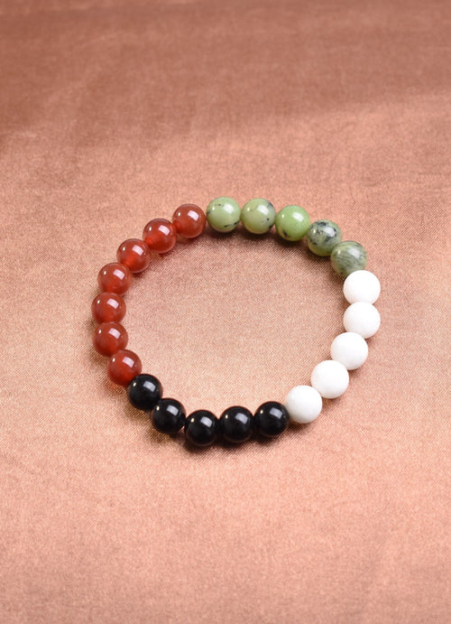 Palestinian Themed Natural Stone 8 mm Bracelet (Jade-Agate-Obsidian-Moonstone)