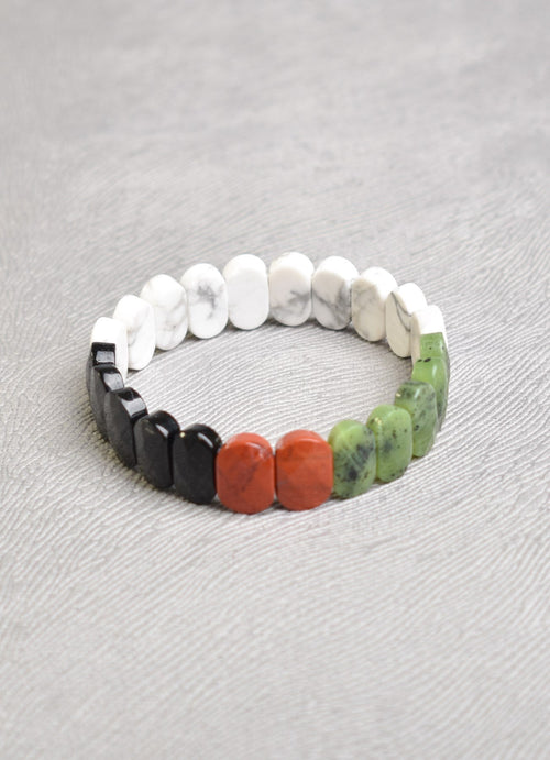 Palestinian Themed Natural Stone Design Bracelet (Jade-Jasper-Tourmaline-Howlite)