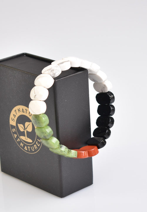 Palestinian Themed Natural Stone Design Bracelet (Jade-Jasper-Tourmaline-Howlite)