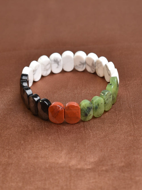 Palestinian Themed Natural Stone Design Bracelet (Jade-Jasper-Tourmaline-Howlite)