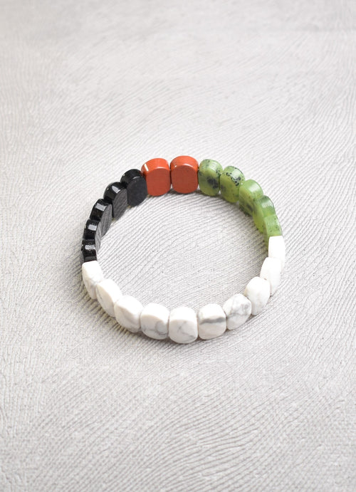 Palestinian Themed Natural Stone Design Bracelet (Jade-Jasper-Tourmaline-Howlite)