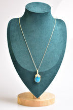 Firuze Turquoise Natural Stone Silver Wrap Necklace