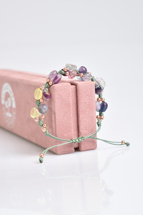 Fluorite Natural Stone Triple Macrame Special Design Bracelet