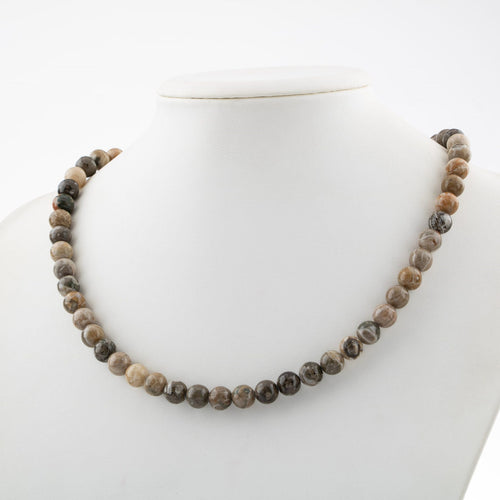 Fossil Coral 8 mm Series Natural Stone Necklace