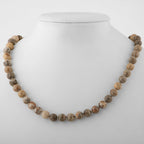 Fossil Coral 8 mm Knotted Natural Stone Necklace