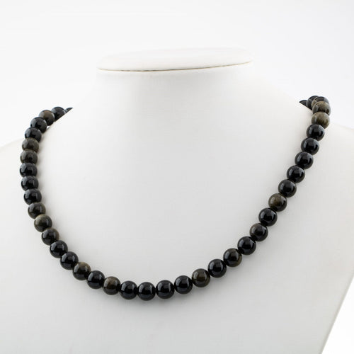 Golden Obsidian 8 mm Series Natural Stone Necklace