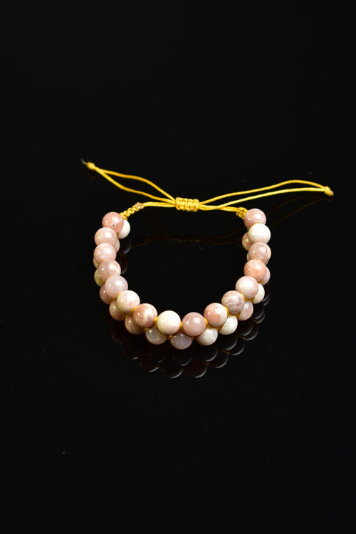 Sunstone Natural Stone Double Row Macrame Bracelet 8 mm