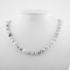 Howlite 8 mm Knotted Natural Stone Necklace