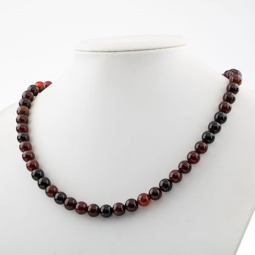 Hessonite Lal 8 mm Series Natural Stone Necklace