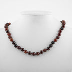 Hessonite Garnet 8 mm Knotted Natural Stone Necklace