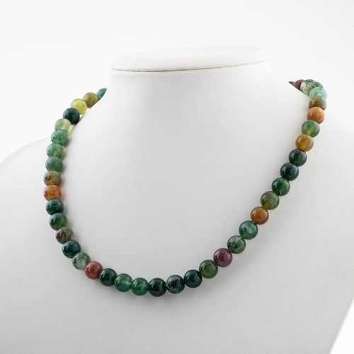 Indian Agate 8 mm String Natural Stone Necklace