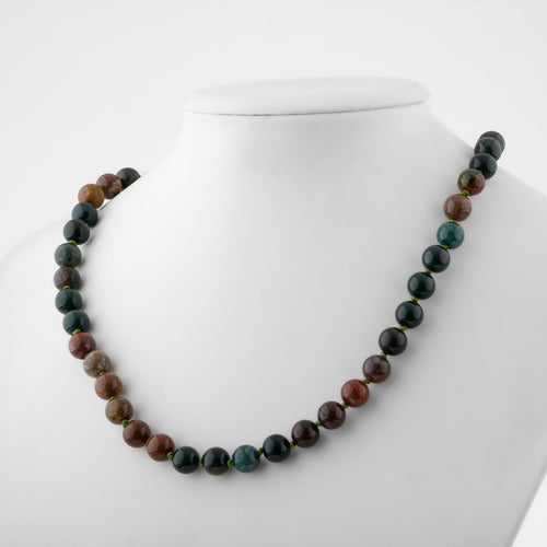 Indian Agate 8 mm Knotted Natural Stone Necklace