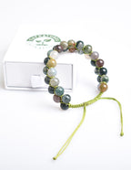 Indian Agate 8mm Double Row Macrame Natural Stone Bracelet