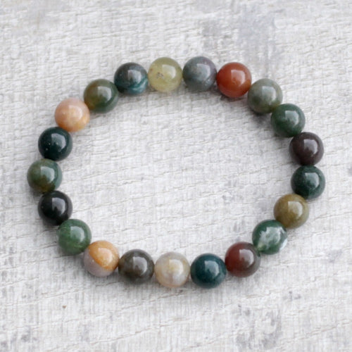 Indian Agate Natural Stone Bracelet 8 mm