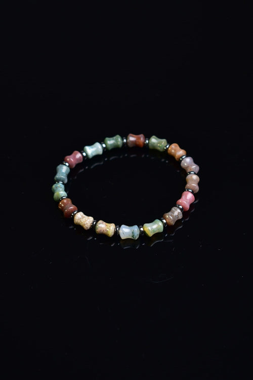 Indian Agate - Hematite Natural Stone Unisex Bracelet