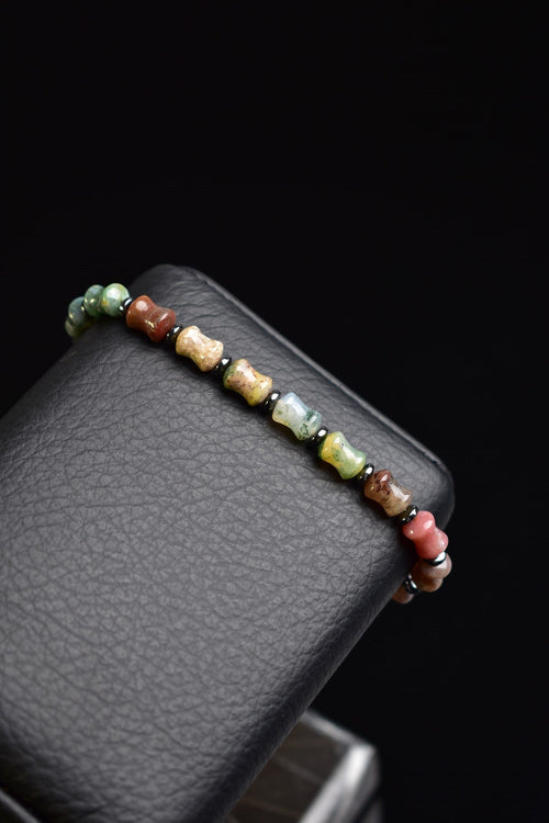 Indian Agate - Hematite Natural Stone Unisex Bracelet