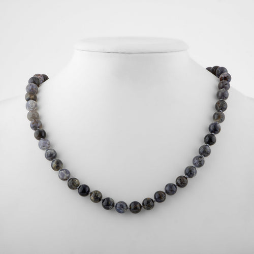 Iolite 8 mm Knotted Natural Stone Necklace