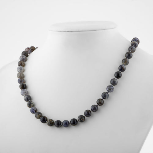 Iolite 8 mm Knotted Natural Stone Necklace