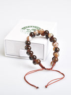 Brown Eye Agate 8mm Double Row Macrame Natural Stone Bracelet