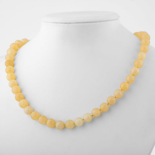 Calcite 8 mm Knotted Natural Stone Necklace