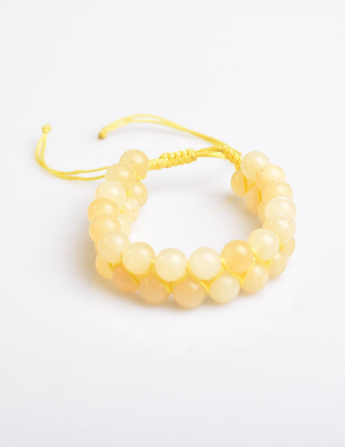 Calcite 8mm Double Row Macrame Natural Stone Bracelet