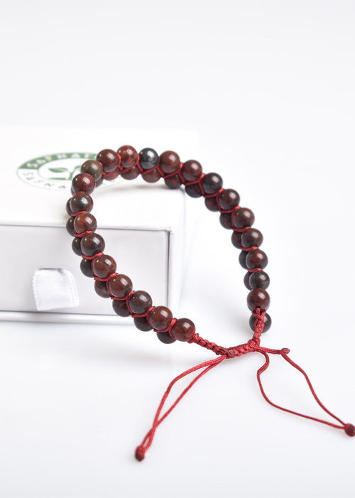 Blood Jasper 6mm Double Row Macrame Natural Stone Bracelet