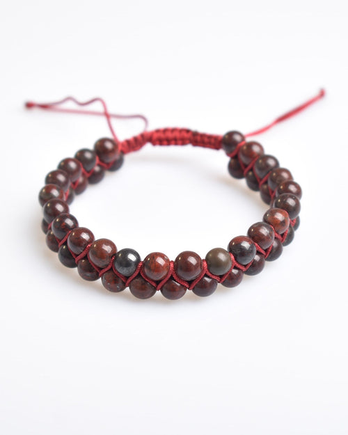 Blood Jasper 6mm Double Row Macrame Natural Stone Bracelet