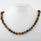 Tiger Eye 8 mm Knotted Natural Stone Necklace