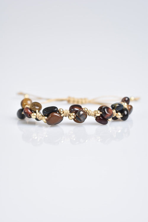 Tiger Eye Natural Stone Triple Macrame Special Design Bracelet