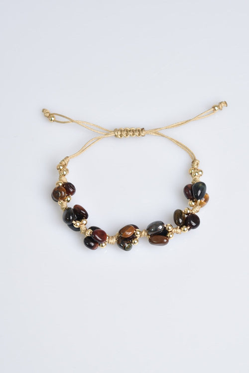 Tiger Eye Natural Stone Triple Macrame Special Design Bracelet