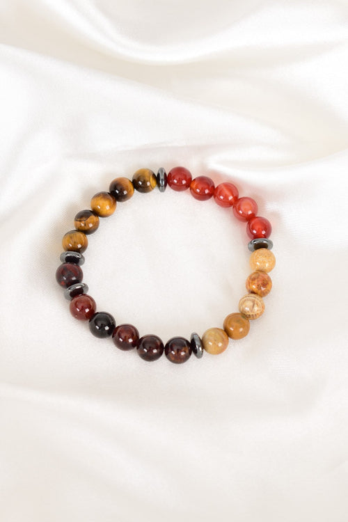 Tiger Eye - Jasper - Hessonite - Fossil Coral - Agate Natural Stone Bracelet