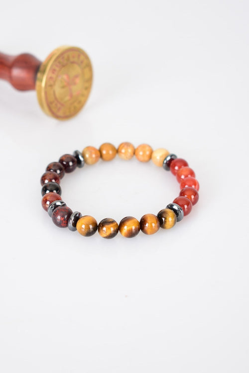 Tiger Eye - Jasper - Hessonite - Fossil Coral - Agate Natural Stone Bracelet