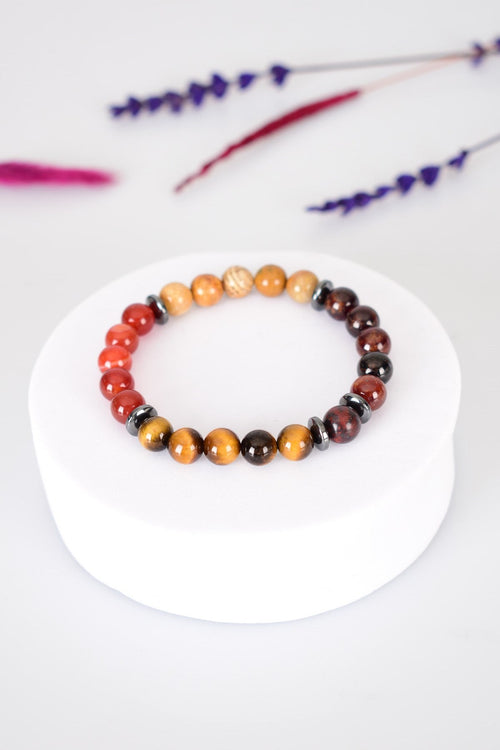 Tiger Eye - Jasper - Hessonite - Fossil Coral - Agate Natural Stone Bracelet