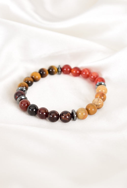 Tiger Eye - Jasper - Hessonite - Fossil Coral - Agate Natural Stone Bracelet