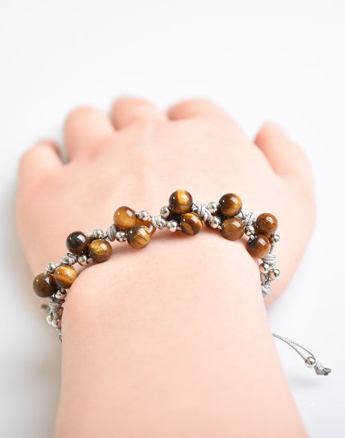 Tiger Eye Triple Macrame Design Bracelet