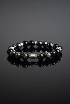 Eagle Eye - Hematite - Tourmaline Natural Stone Silver Device Unisex Bracelet