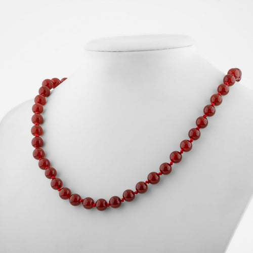 Red Agate 6 mm Knotted Natural Stone Necklace