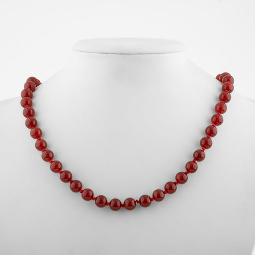 Red Agate 6 mm Knotted Natural Stone Necklace