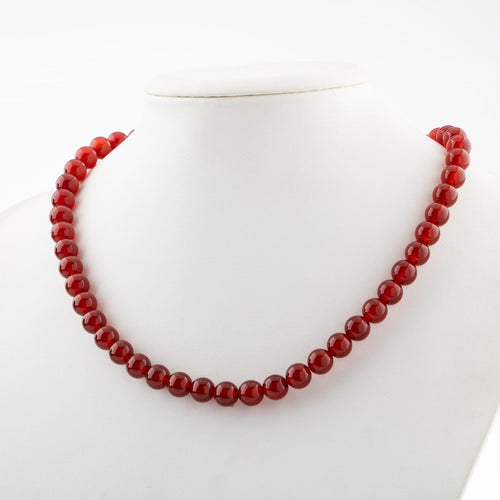 Red Agate 8 mm String Natural Stone Necklace