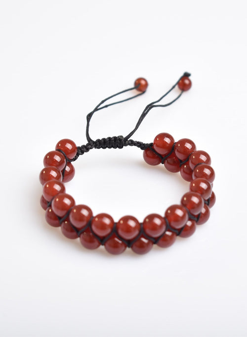 Red Agate 8mm Double Row Macrame Natural Stone Bracelet